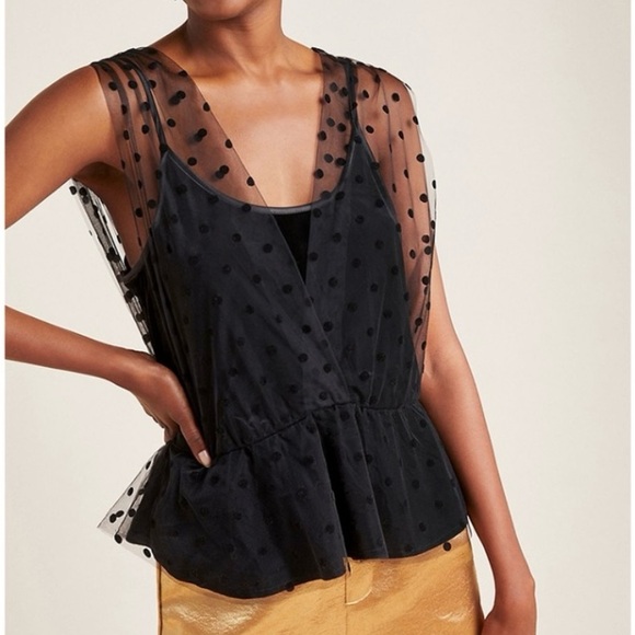 Eva Franco Anthropologie Sheer Dotted Velvet Top NWT Size Medium - Picture 1 of 6